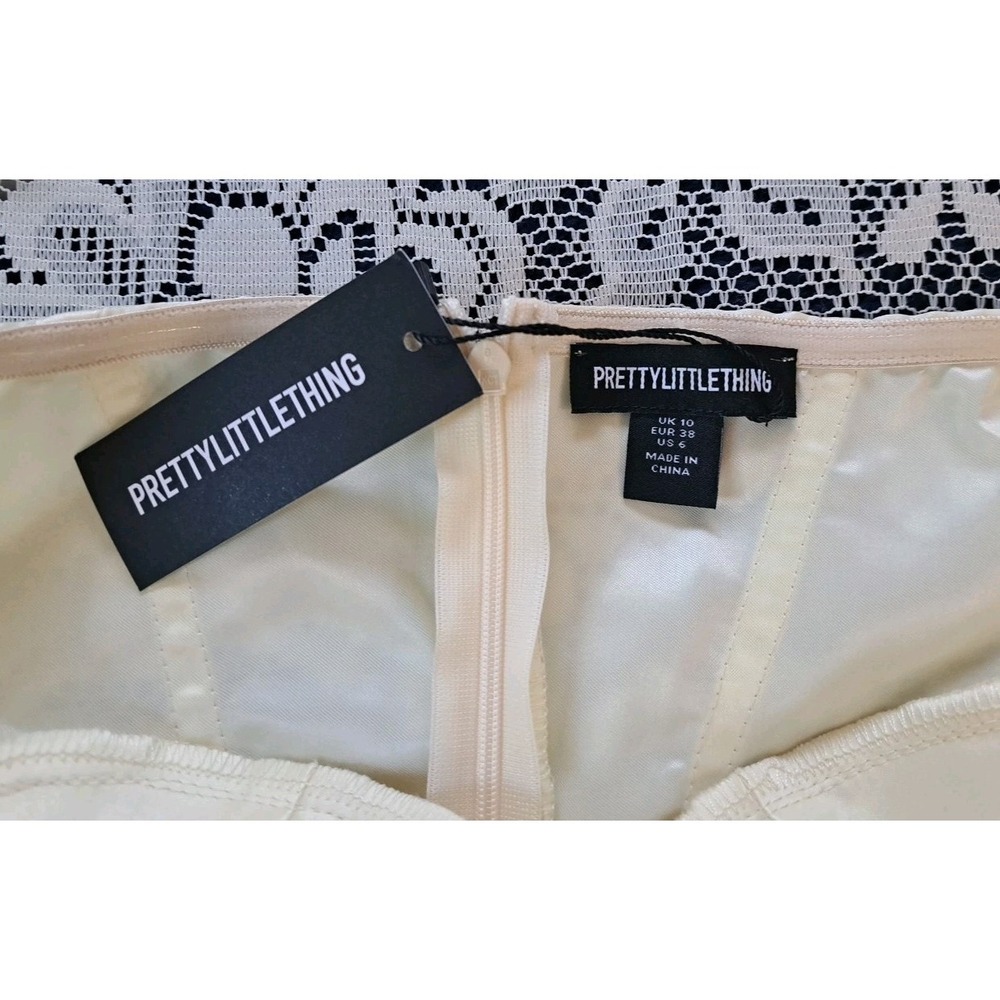PrettyLittleThing Jumpsuit Size 6 Cream Satin Bandeau Corset Coquette Zip NWT - Picture 3 of 9